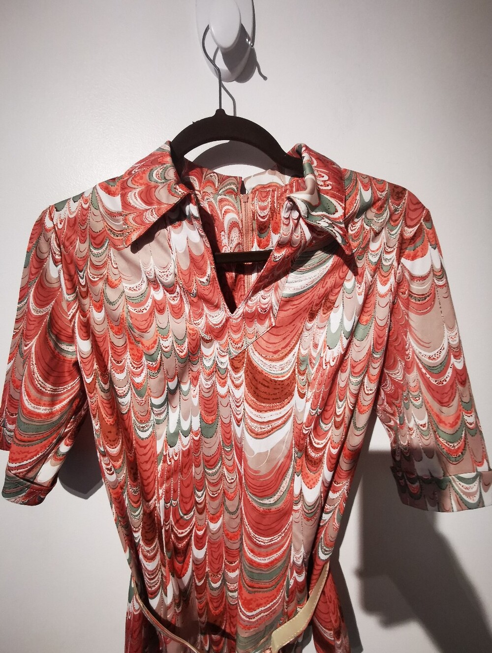 Vintage 70s Linda Originals Montreal 3 Piece Psychedelic Skirt Set With Belt - Picture 7 of 12